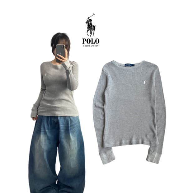 폴로 신형 포니 딱붙 니트 그레이