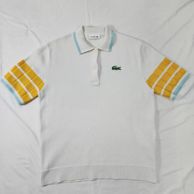 라코스테 우먼 컬러블록 스웻 폴로 니트 반팔 카라티