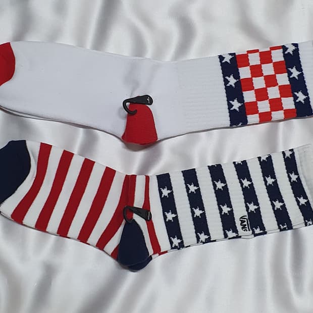 화이트 레드 네이비 반스 스트라이프 체크 스타 별 양말