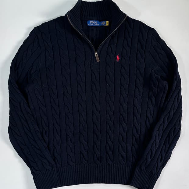 폴로 랄프로렌 네이비 케이블 반집업 니트 (va.17)