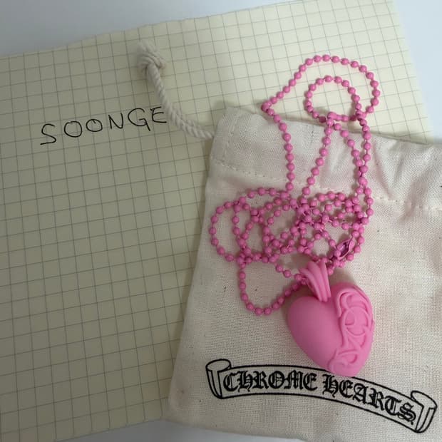 실리크롬 하트 팬던트 핑크