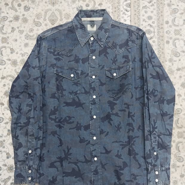 백넘버 데님 카모플라쥬 셔츠 M
