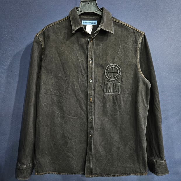 플라스틱 프로덕트 블랙컬러 남성 오버핏 90~95 데님 긴팔셔츠 