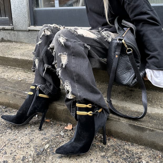 00s 레어 나인웨스트 나폴레옹 벨벳 포인트 부츠