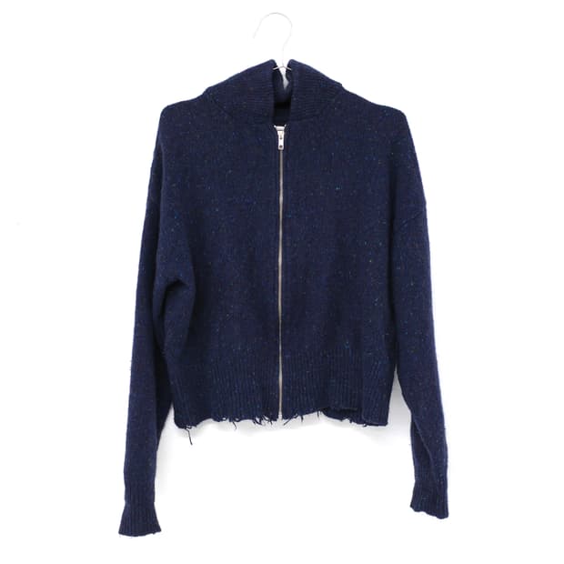 Gimaguas Wool Mock Neck Knit Zip-Up 