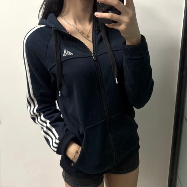 Adidas 트랙 삼선 스포티 후드집업