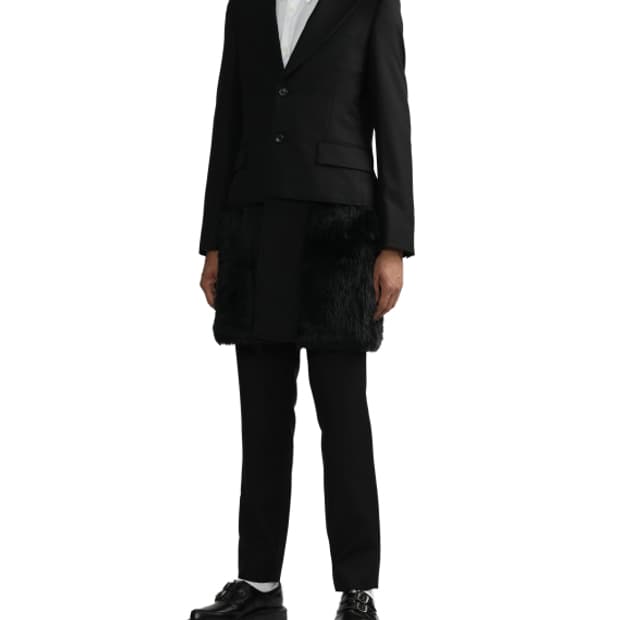 새상품 꼼데가르송 옴므플러스 퍼 롱블레이져 S