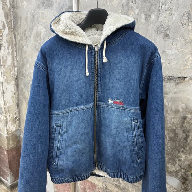 [L]스투시 데님 쉐르파 워크자켓