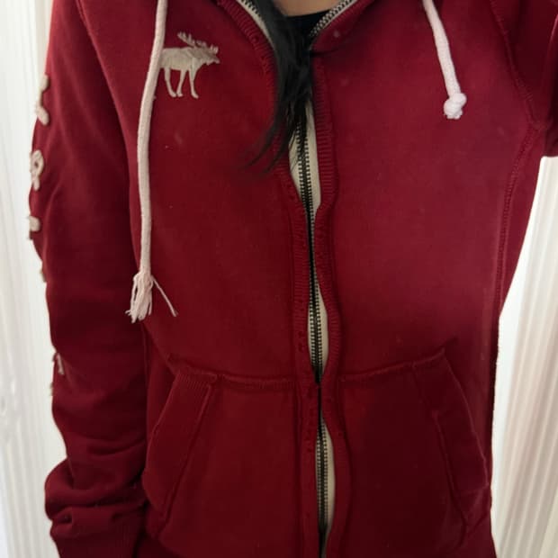 아베크롬비 레드 후드집업 s