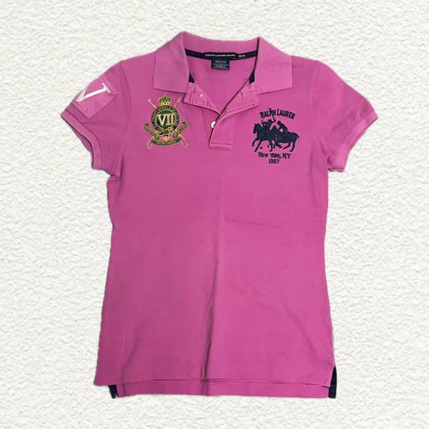 폴로 랄프로렌 스포츠 핑크 폴로티 XS