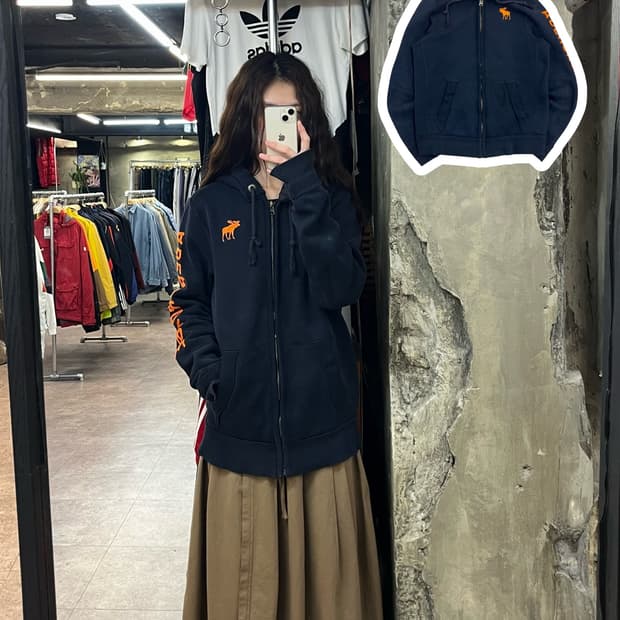 아베크롬비 기모 후드집업 네이비 L #csz2336