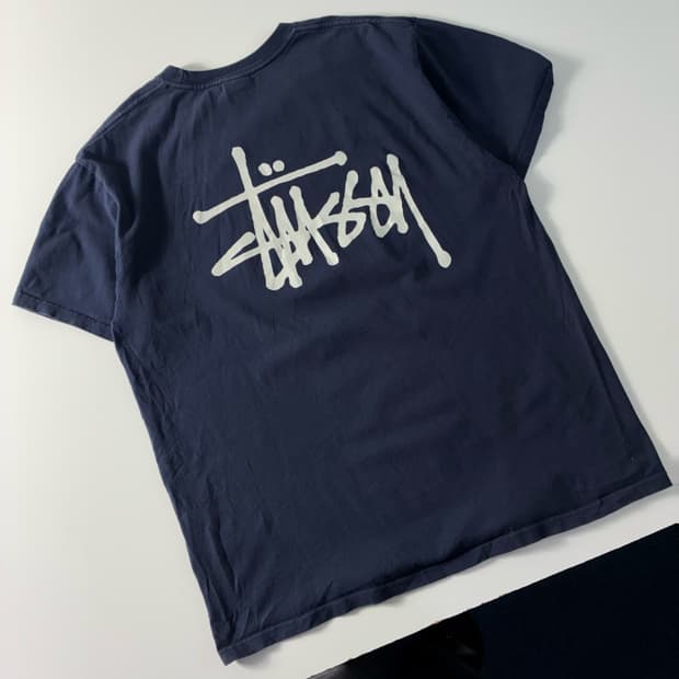 Stussy 스투시 베이직 피그먼트 다이드 네이비 반팔티