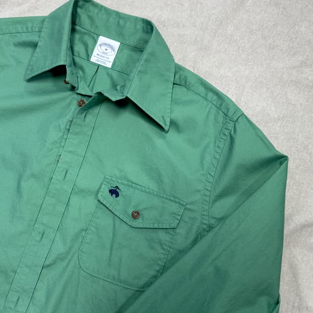 브룩스브라더스 빈티지 그린 포켓 셔츠 M