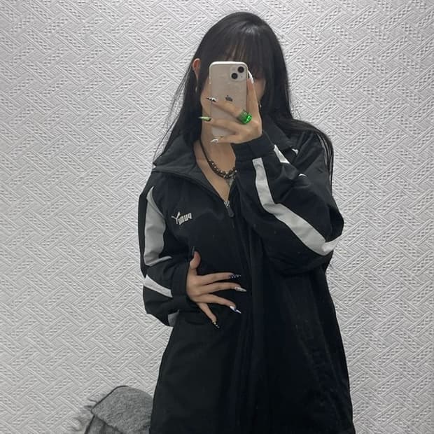 푸마 올드스쿨 레트로 슬리브배색 바람막이 자켓 L C08531