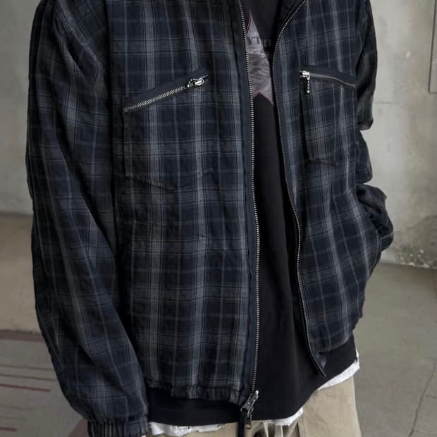 [4] 폴리테루 리버시블 블루종 라미 체크 블랙 블랙