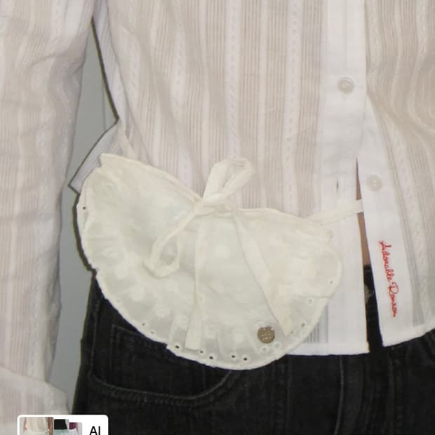 론론 플라워 레이스 레이어드 벨트 백 화이트