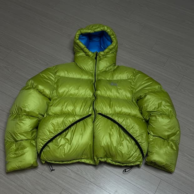 스투시 마이크로 립스탑 다운 패딩 라임 L