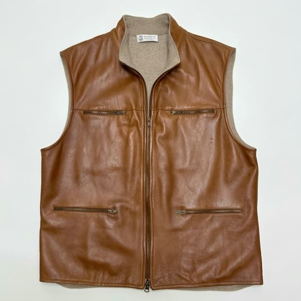 브루넬로 쿠치넬리 카우 레더 캐시미어 베스트 XL(105~110) 판매