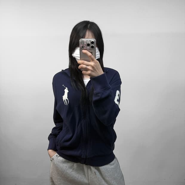 폴로 랄프로렌 빅 포니 자수 풀 집업 자켓 네이비