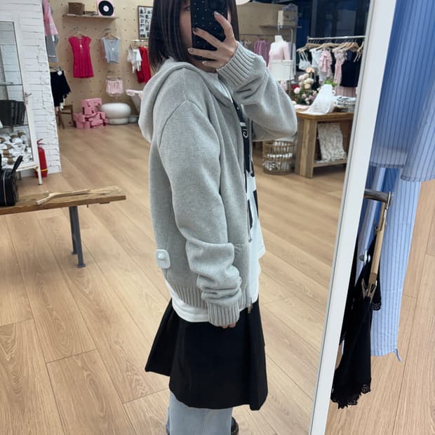 글로니 G CLASSIC KNIT ZIP UP 그레이