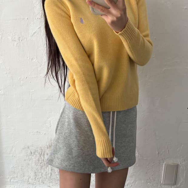 Polo 폴로 랄프로렌 우먼 옐로우 컬러 울 캐시미어 유넥 니트