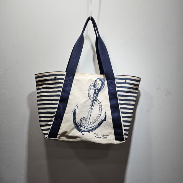 노티카 캔버스 숄더 스트라이프 토드백