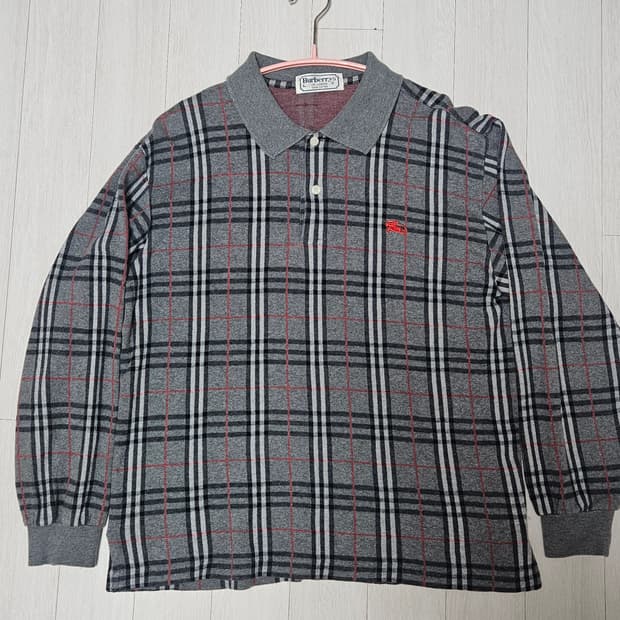 버버리 노바 체크 긴팔 폴로 카라티셔츠 L