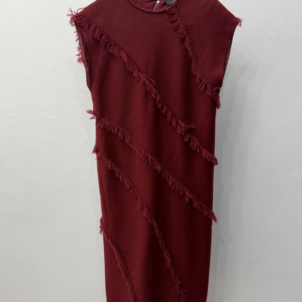 정품) 랑방 한섬 슬리브리스 플린지 원피스 82