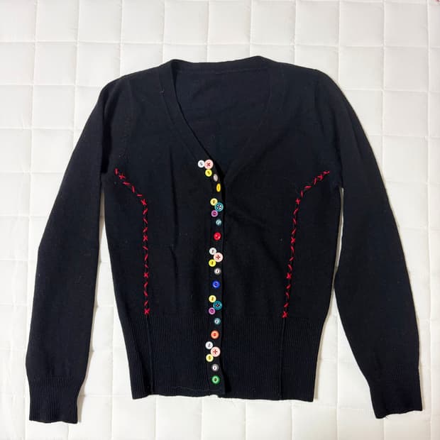 빈티지 레인보우 버튼 가디건