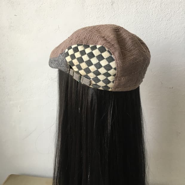 check pattern layered point hunting cap