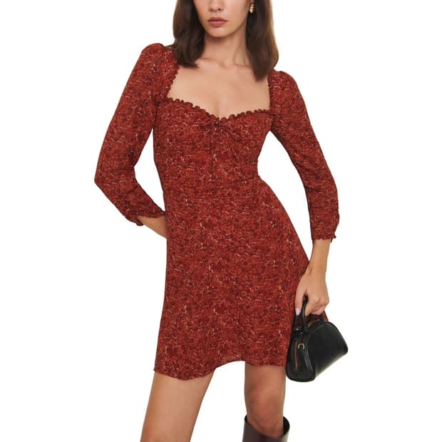 리포메이션 remi 레미 레드 미니 드레스 플로럴 긴팔원피스