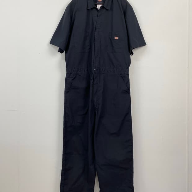 디키즈 Dickies 반팔 블랙 점프슈트 커버올 L <363>