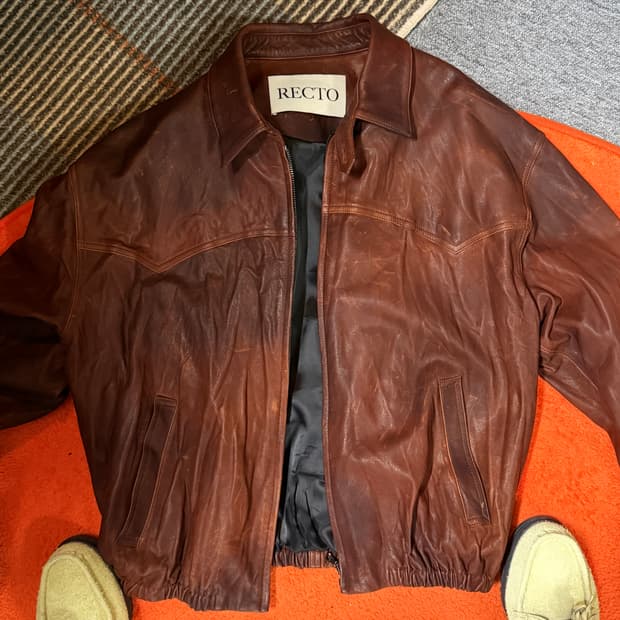 렉토 26ss VINTAGE EFFECT LEATHER JUMPER (R