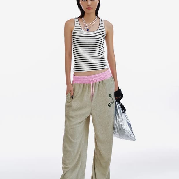 TERRY WIDE PANTS KHAKI