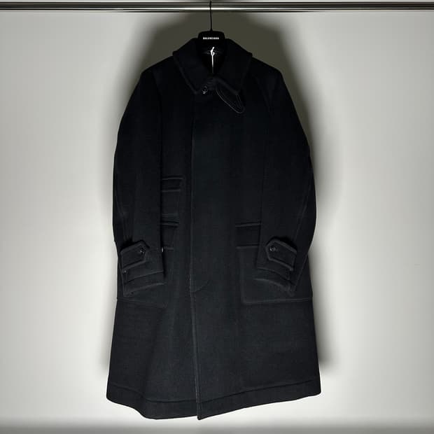 캡틴 선샤인 트래블러 울 발마칸 코트 블랙