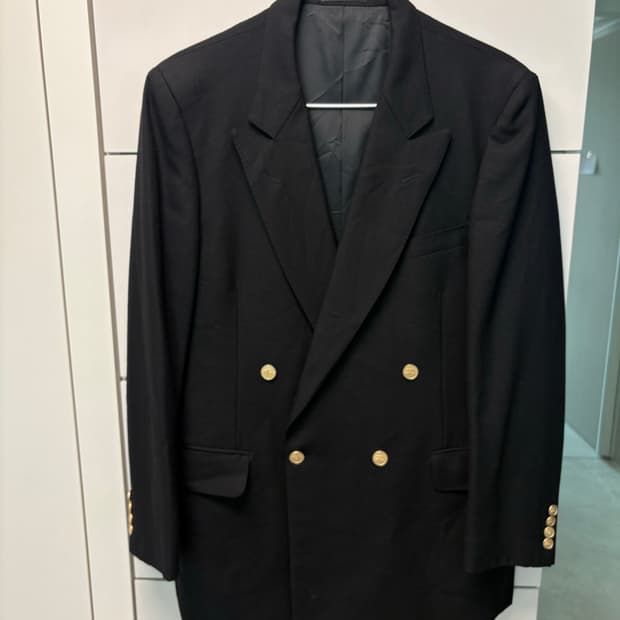 빈티지 버버리 더블 블랙 금장 버튼 자켓 95-100사이즈