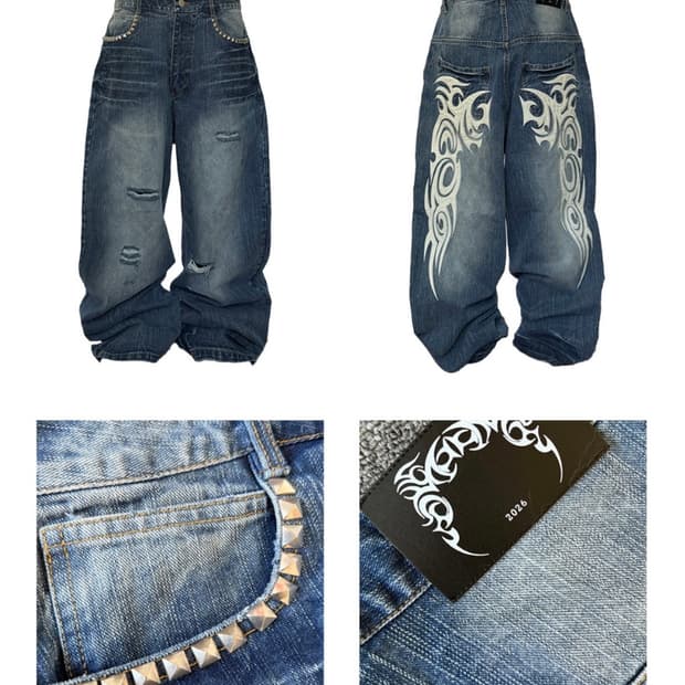 B.access Totem Logo Baggy Wide Jean 2사이즈