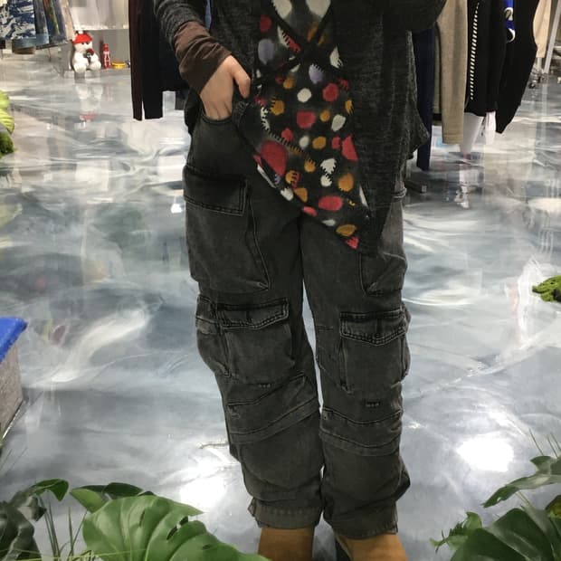 흑청 와이드 카고팬츠