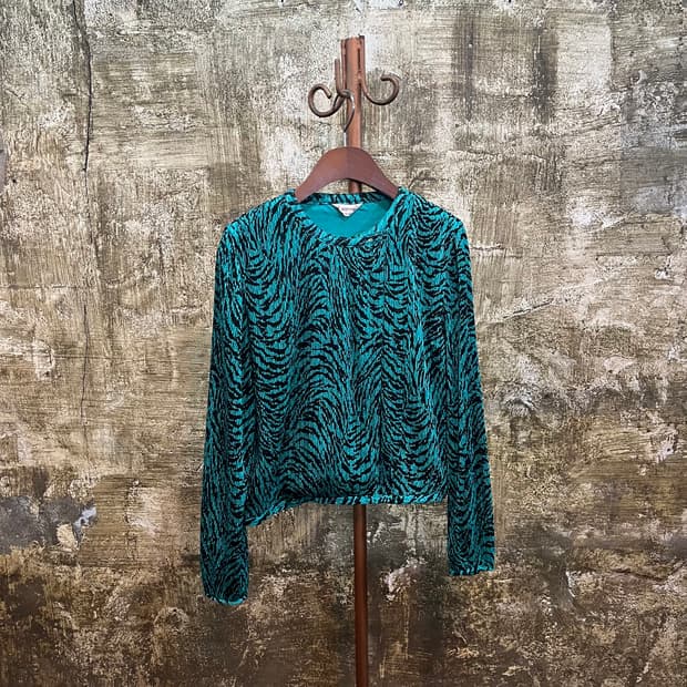 80s 빈티지 플리츠 블라우스