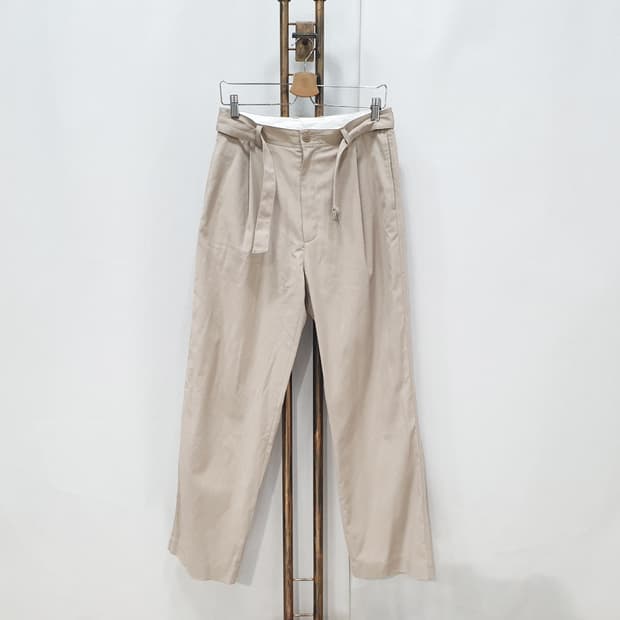 넌블랭크(Non Blank) 린넨 블렌드 벨티드 와이드 팬츠 M