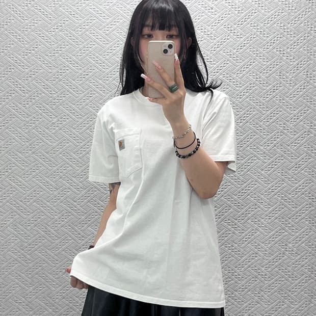 칼하트 빈티지 캐주얼 포켓 박스로고 워크 반팔티 L C12310