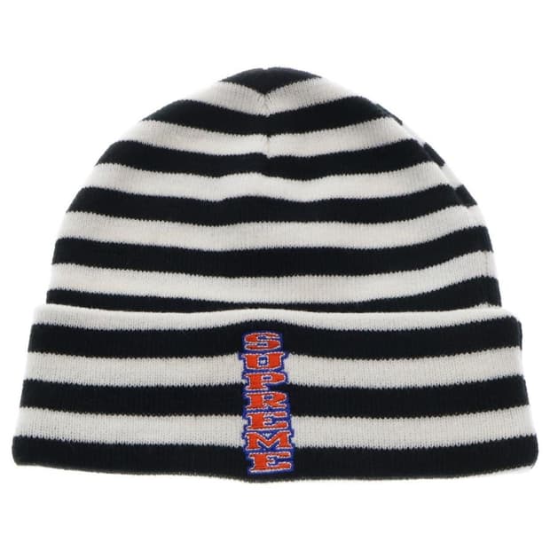 슈프림 16AW Vertical Logo 스트라이프 비니