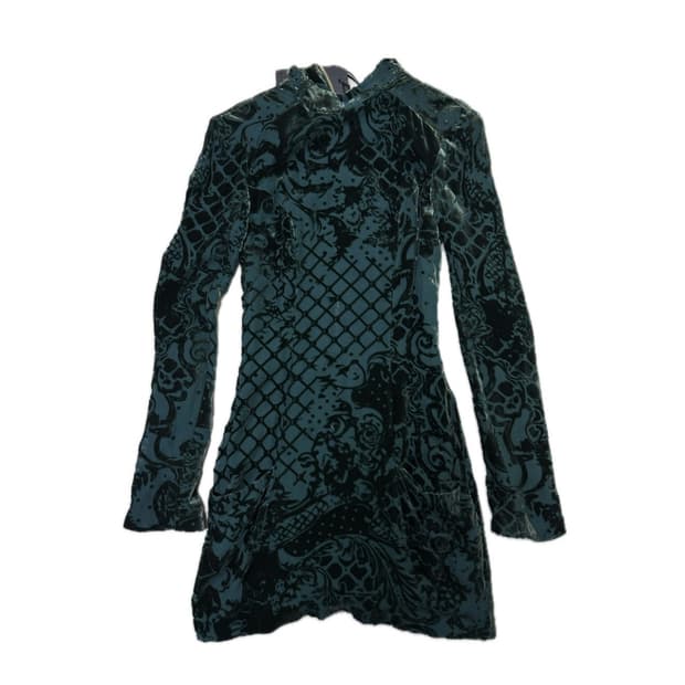 Balmain x H&M green velvet dress