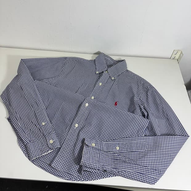 90 S 폴로랄프로렌 네이비 기본로고 체크셔츠 남방