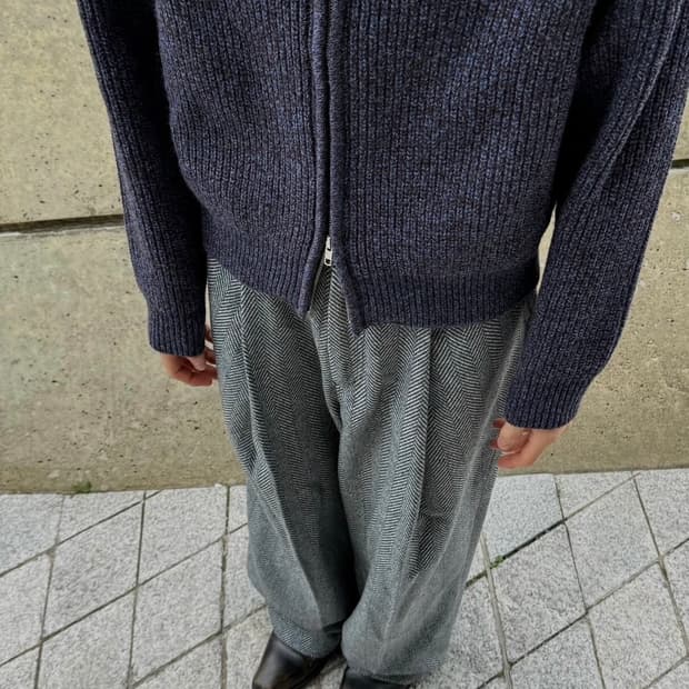 웨이비니스 Herringbone Pants blue grey 1