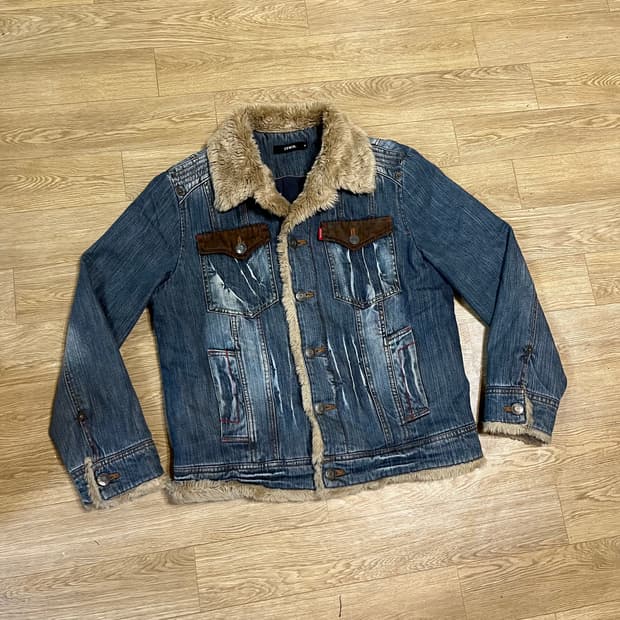 에드윈 빈티지 웨스턴 쉐르파 누빔 데님 청자켓 (95-100)