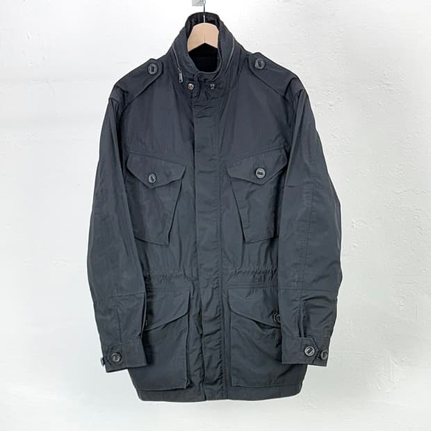 폴로 랄프로렌 블랙 M-65 나일론 히든 후디 필드 자켓