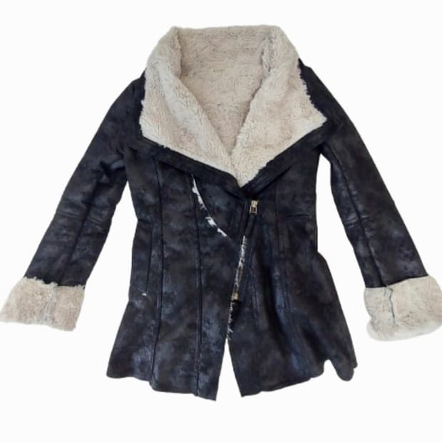 갸루 펑크 슬림핏 무스탕 퍼 가죽자켓