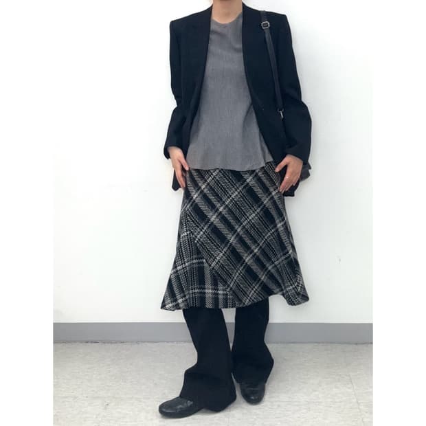 빈티지 블랙 울 스커트