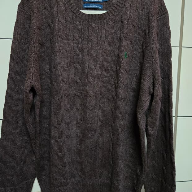 폴로랄프로렌 남성 정품 실크 케이블 스웨터 브라운 케이블 니트